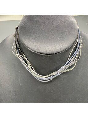 Yuna 925 Sterling Silver Multi-Strand Necklace Mixed Materials & Bead Accents